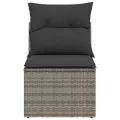 Canapé de jardin sans accoudoirs coussins gris résine tressée