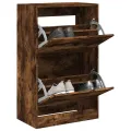 Armoire à chaussures chêne fumé 60x34x96,5 cm bois d'ingénierie