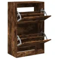 Armoire à chaussures chêne fumé 60x34x96,5 cm bois d'ingénierie