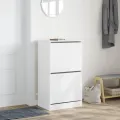Armoire à chaussures 2 tiroirs rabattables blanc 60x42x108 cm
