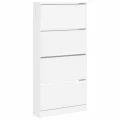Armoire à chaussures 4 tiroirs rabattables blanc 80x21x163,5 cm