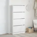 Armoire à chaussures 4 tiroirs rabattables blanc 80x21x163,5 cm
