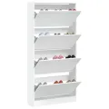 Armoire à chaussures 4 tiroirs rabattables blanc 80x21x163,5 cm