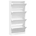 Armoire à chaussures 4 tiroirs rabattables blanc 80x21x163,5 cm