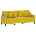 Canapé à 3 places Jaune 180 cm Velours