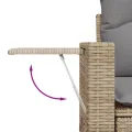 Canapé de jardin avec coussins 2 places beige résine tressée