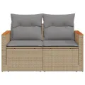 Canapé de jardin avec coussins 2 places beige résine tressée
