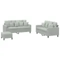 Ensemble de canapés 3 pcs avec coussins Gris clair Velours