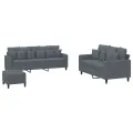Ensemble de canapés 3 pcs avec coussins Gris foncé Velours