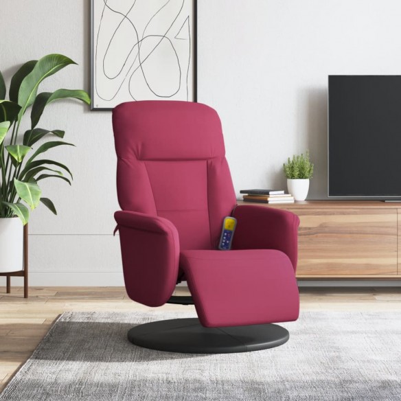 Fauteuil de massage inclinable avec repose-pied rouge bordeaux