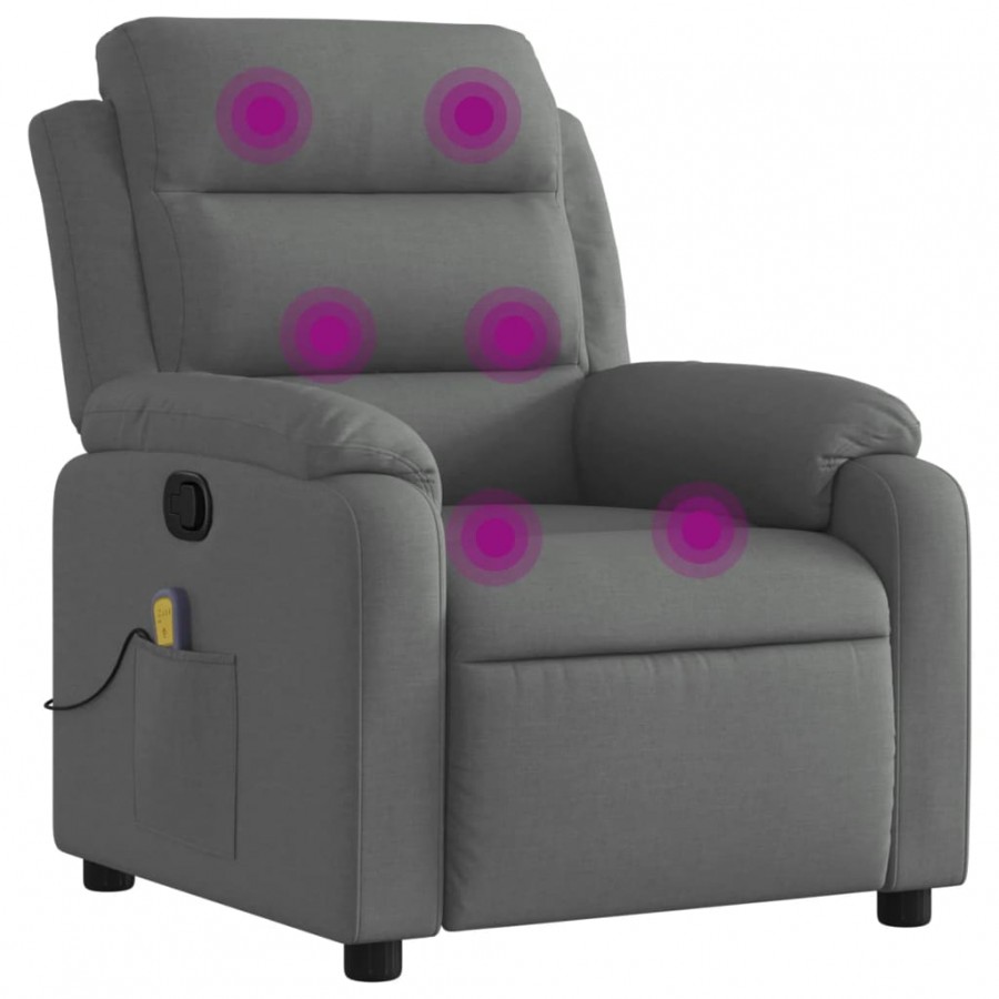 Fauteuil de massage inclinable Gris foncé Tissu