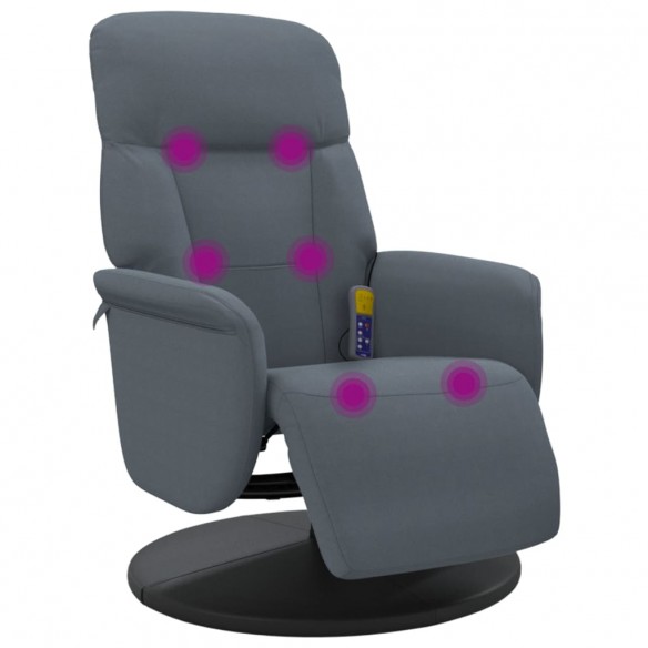 Fauteuil inclinable de massage repose-pied gris foncé velours