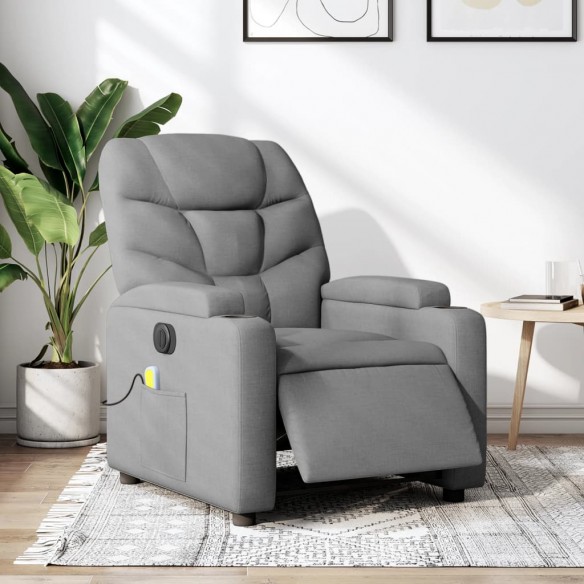 Fauteuil de massage inclinable électrique gris clair tissu