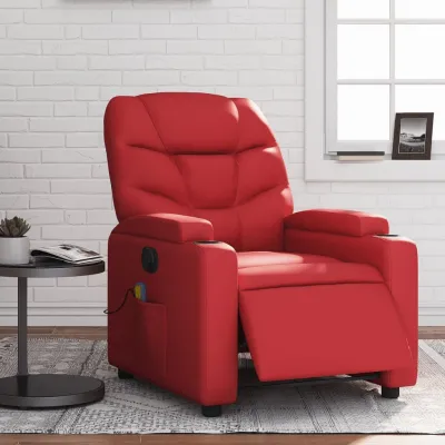 Fauteuil de massage inclinable électrique rouge similicuir