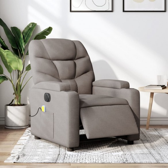 Fauteuil de massage inclinable électrique Taupe Tissu