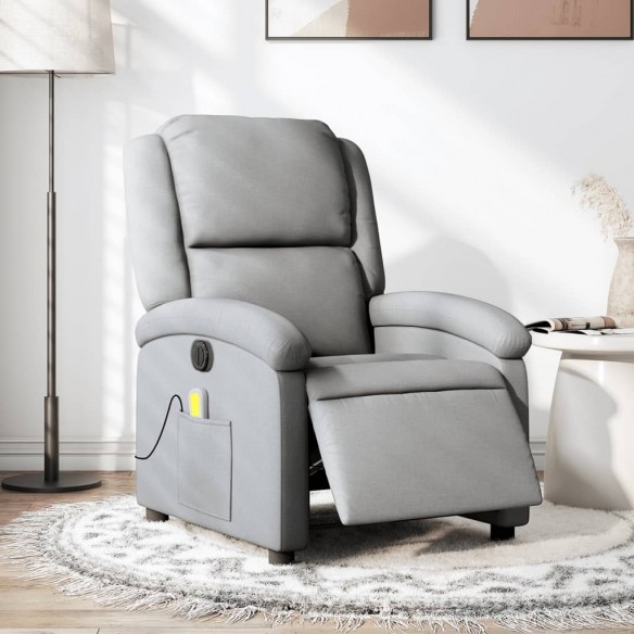 Fauteuil de massage inclinable électrique gris clair tissu