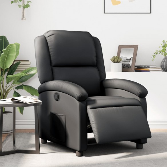 Fauteuil inclinable électrique noir cuir véritable