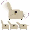 Fauteuil inclinable de massage électrique crème tissu