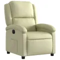 Fauteuil inclinable électrique crème cuir véritable