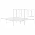 Cadre de lit métal avec tête de lit blanc 140x190 cm