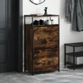 Armoire à chaussures chêne fumé 60x34x112 cm bois d'ingénierie