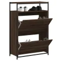 Meuble à chaussures chêne marron 75x34x112 cm bois d'ingénierie