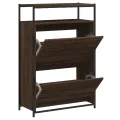 Meuble à chaussures chêne marron 75x34x112 cm bois d'ingénierie