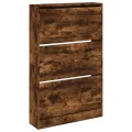 Armoire à chaussures chêne fumé 80x21x125,5 cm bois ingénierie