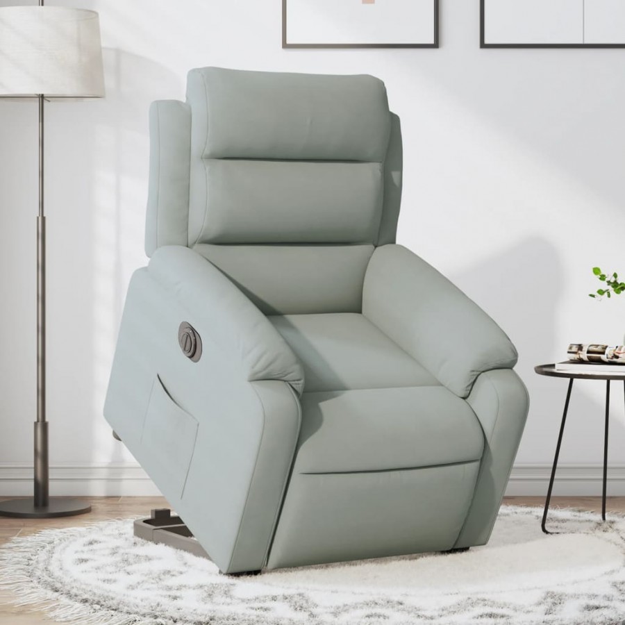 Fauteuil inclinable électrique gris clair velours