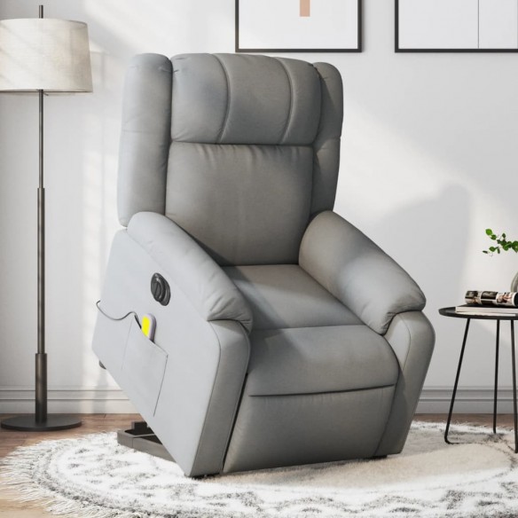 Fauteuil inclinable de massage électrique Gris clair Tissu