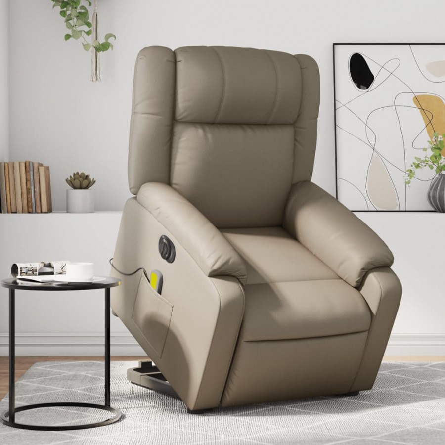 Fauteuil inclinable de massage électrique cappuccino similicuir