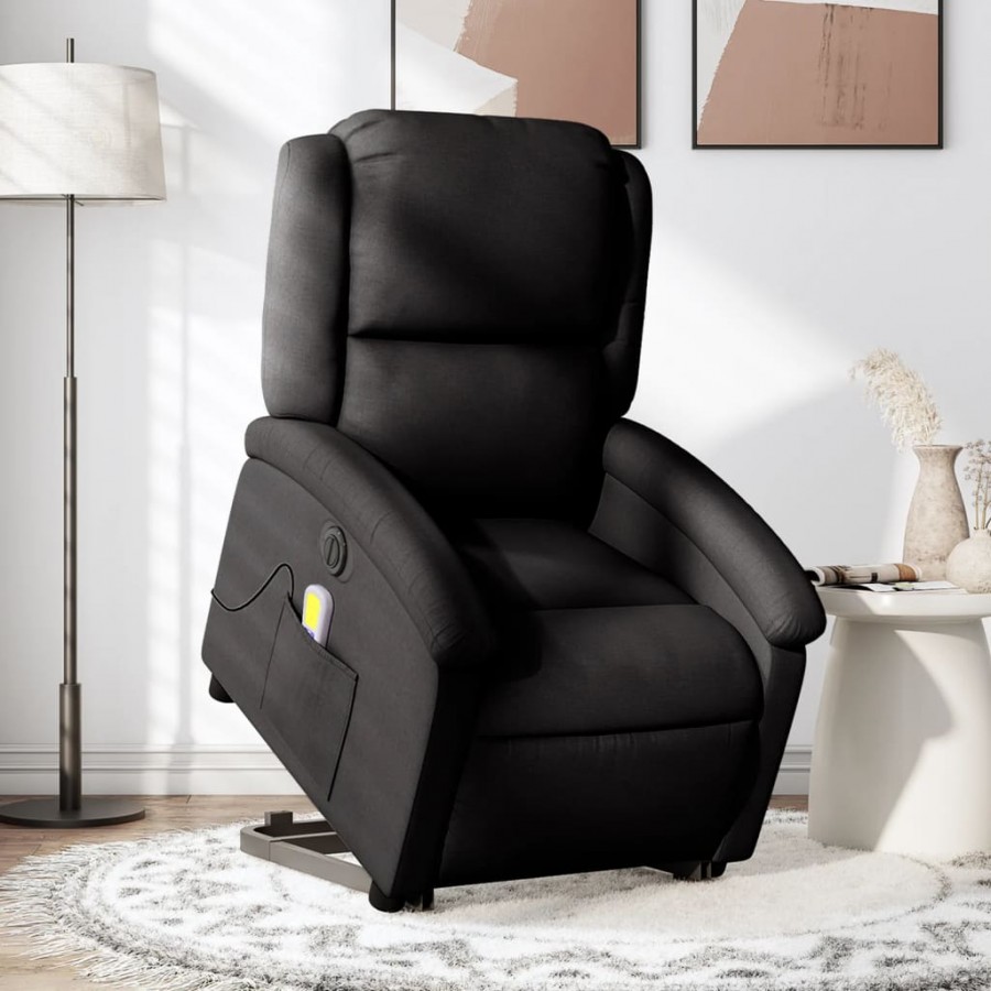 Fauteuil inclinable de massage électrique Noir Tissu