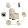 Fauteuil inclinable de massage électrique Crème Tissu