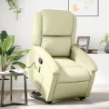Fauteuil inclinable de massage crème cuir véritable