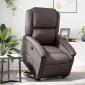 Fauteuil inclinable marron foncé cuir véritable