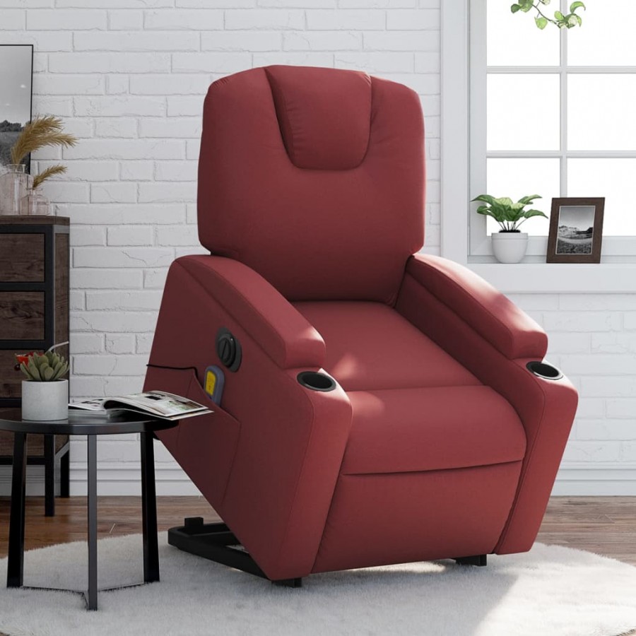 Fauteuil inclinable de massage électrique rouge bordeaux