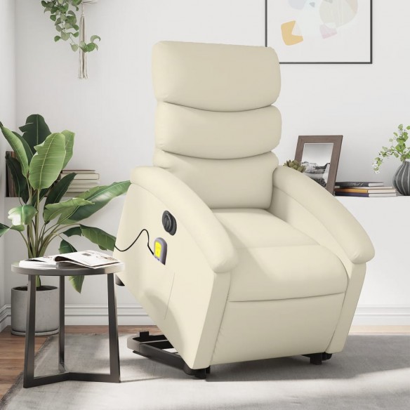 Fauteuil inclinable de massage électrique crème similicuir