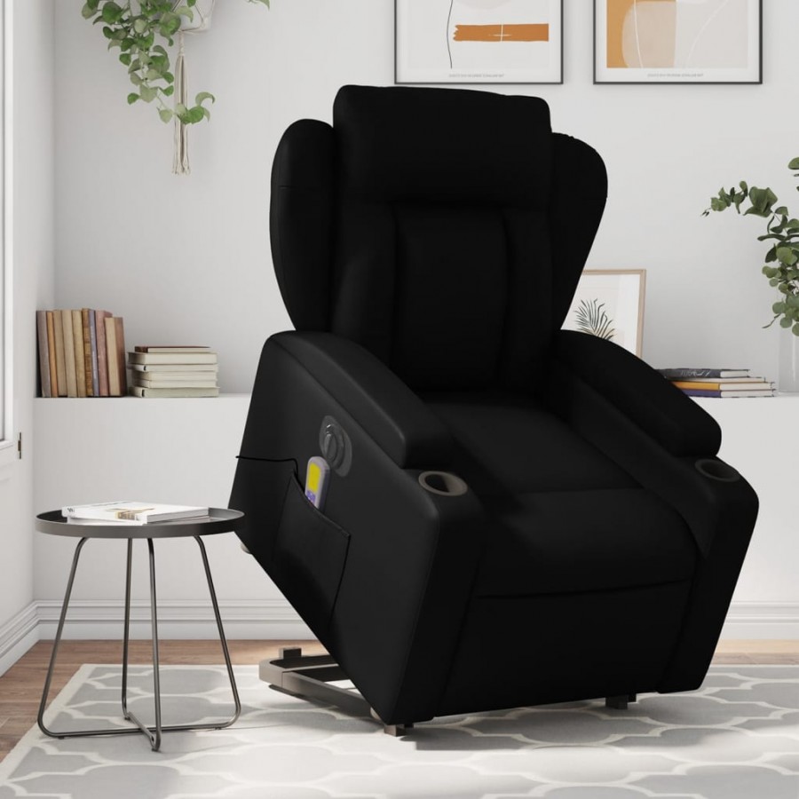 Fauteuil inclinable de massage électrique noir similicuir