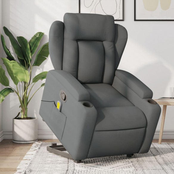 Fauteuil de massage inclinable Gris foncé Tissu