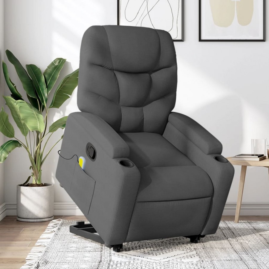 Fauteuil de massage inclinable Gris foncé Tissu