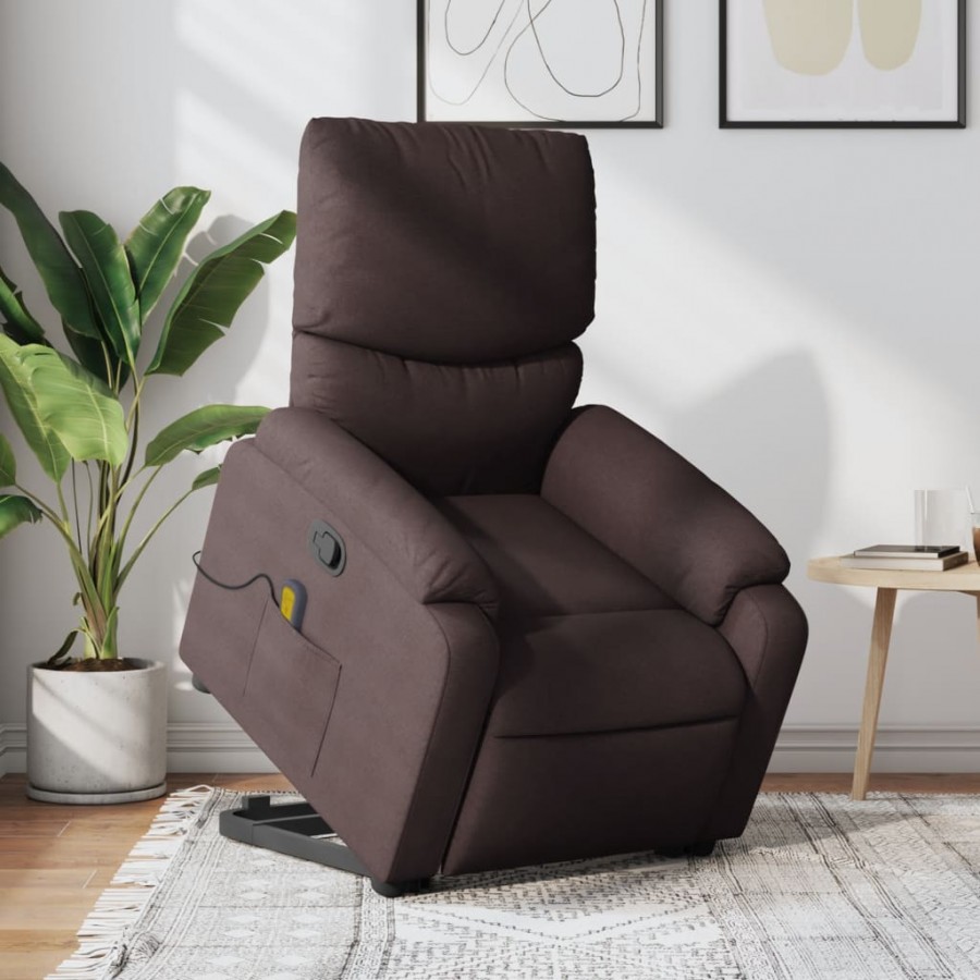 Fauteuil inclinable de massage Marron foncé Tissu