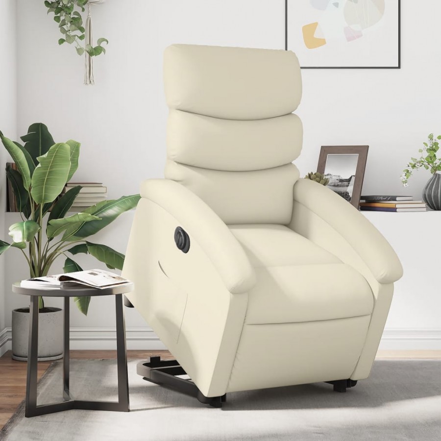 Fauteuil inclinable électrique crème similicuir