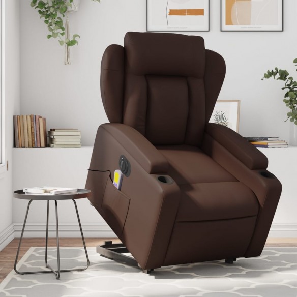 Fauteuil inclinable de massage électrique marron similicuir