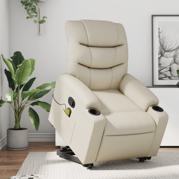 Fauteuil inclinable de massage Crème Similicuir