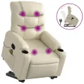 Fauteuil inclinable de massage Crème Similicuir