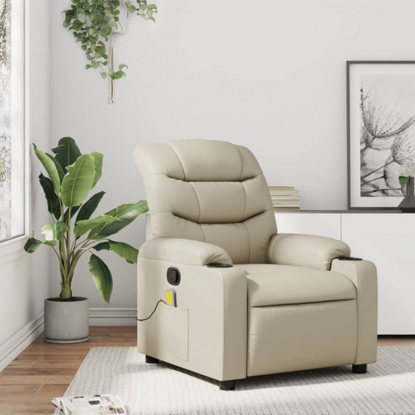 Fauteuil inclinable de massage Crème Similicuir