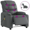 Fauteuil de massage inclinable électrique gris similicuir