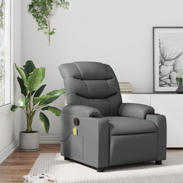 Fauteuil de massage inclinable Gris Similicuir