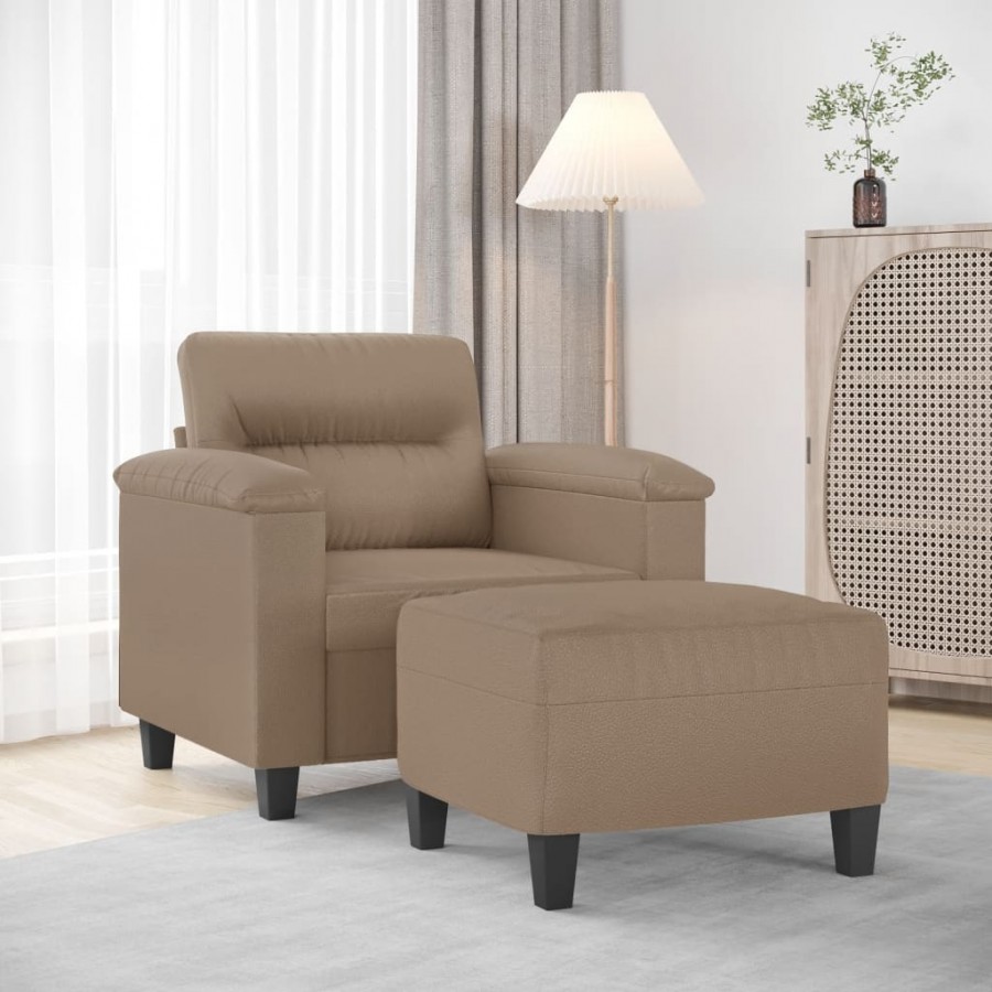 Fauteuil avec repose-pied Cappuccino 60 cm Similicuir