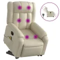 Fauteuil inclinable de massage électrique crème similicuir